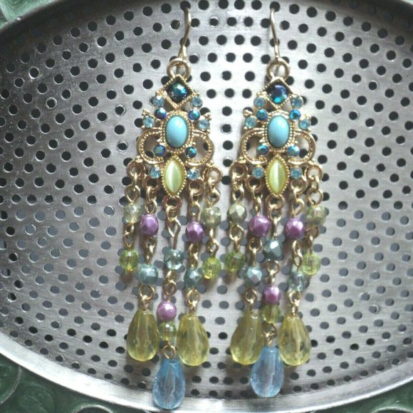NEW Mixit Dangle Earrings 2 1/2" Long Crystals - Picture 1 of 3